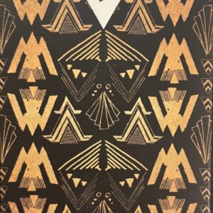 Compartes Chocolate 'Old Hollywood' with 75% Dark Chocolate Smoked Sea Salt. Front packaging with black background and gold art-deco design